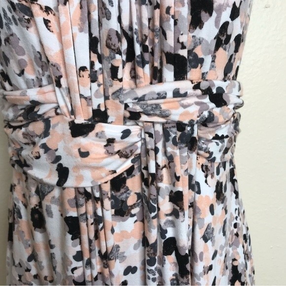 Soma Sleeveless Wrap Cumberbund Empire Waist Soft Rayon Peach Gray Dress XS - Picture 3 of 14
